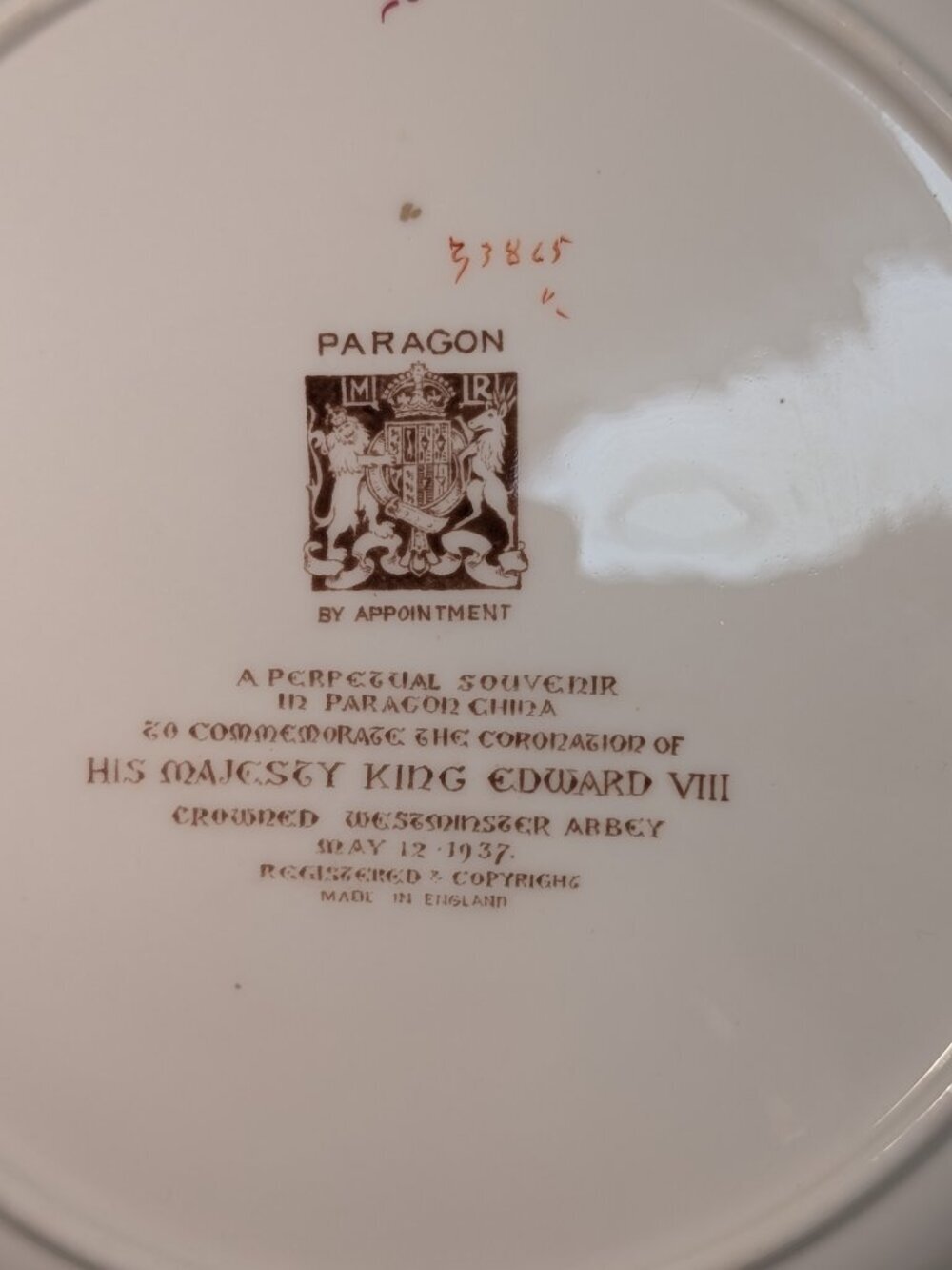 Vintage Paragon Edward VIII Coronation Plate 1936 Royal Coat of Arms Bone China - Picture 5 of 11